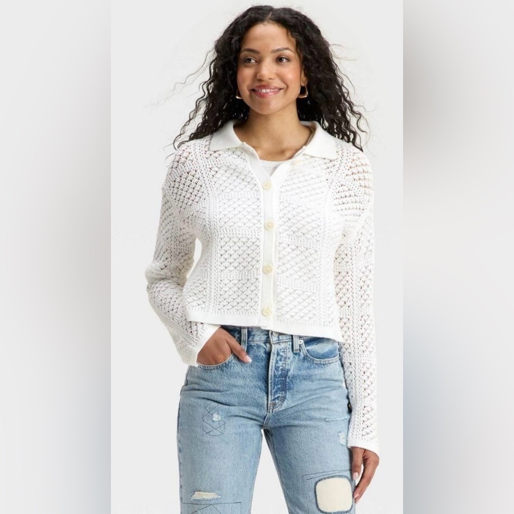 ⭐️NWOT⭐️ Universal Thread Women’s Openwork Button-Front Cardigan ~ Small